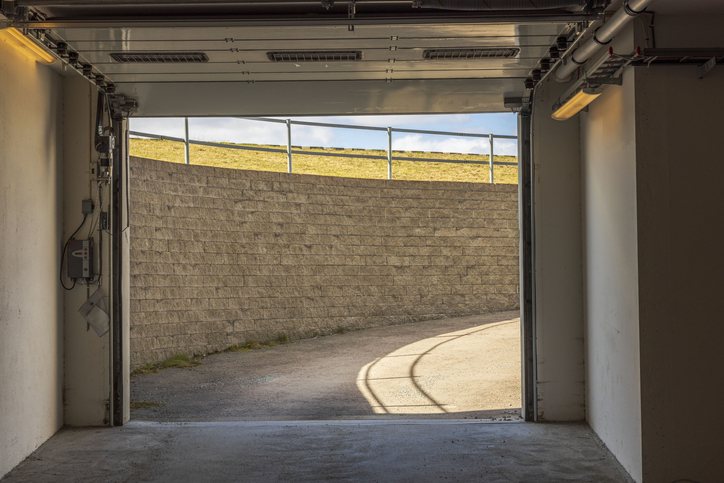 Close Up View Of Exit From Underground Garage With Automatic Gates. Sweden.