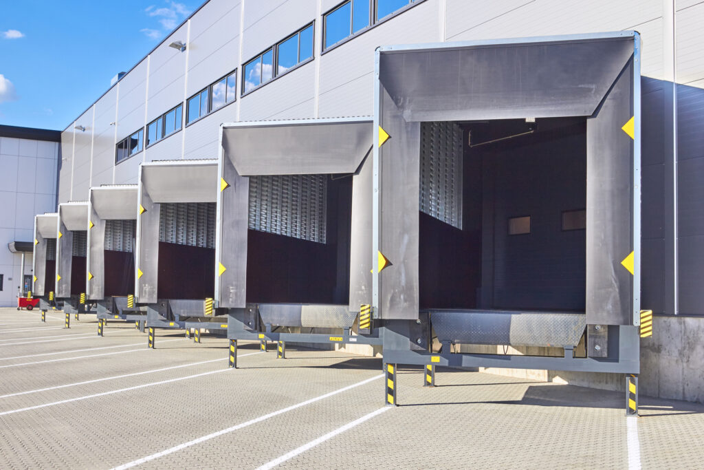 Loading Dock Bay Doors At Distribution Warehouse